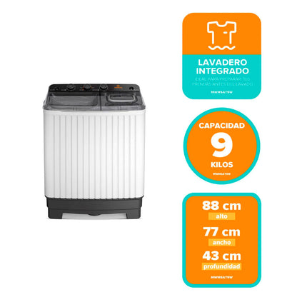 Lavadora Semi Automática Carga Superior MWMSAT9W 9Kg.  Blanca