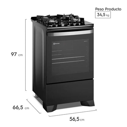 Cocina a Gas 4 Platos F4EPB Negra