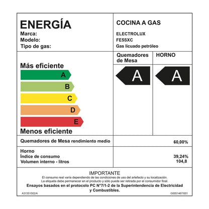 Cocina a Gas 5 Platos FE5SXC Inox