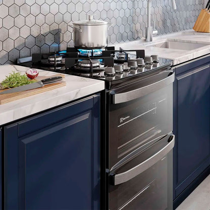 Cocina a Gas 4 Platos F4EDB Doble Horno Negra