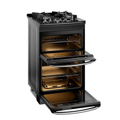Cocina a Gas 4 Platos F4EDB Doble Horno Negra