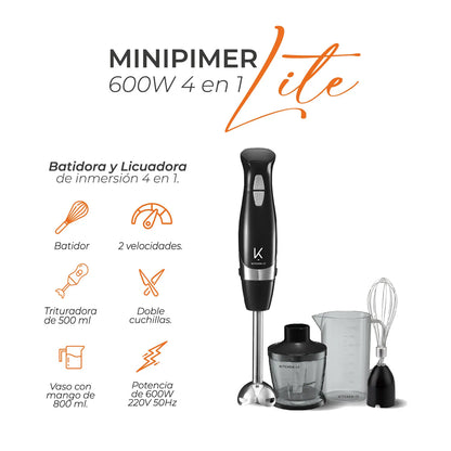 Minipimer Lite 600W 4 en 1 Kitchen-It