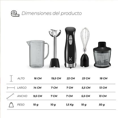 Minipimer Lite 600W 4 en 1 Kitchen-It