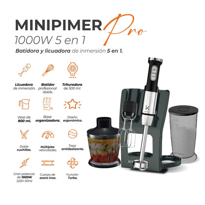 Minipimer 1000W 5 en 1 Kitchen-It