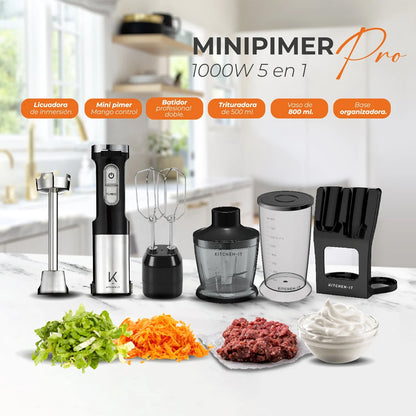 Minipimer 1000W 5 en 1 Kitchen-It