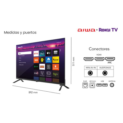 Led Smart TV Aiwa 40" AW40RKQ Roku