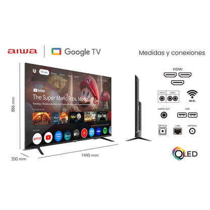 Led Smart TV Aiwa 65'' 4k Ultra Hd QLed Google Tv AW-65B4FG