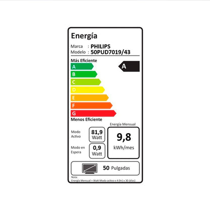Led Smart TV 50" PUD7019 4K Ultra HD Philips