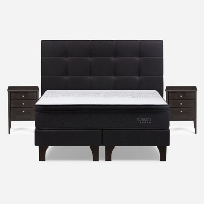 Cama Europea Tempo 2 Plazas + Muebles Issey Base Dividida
