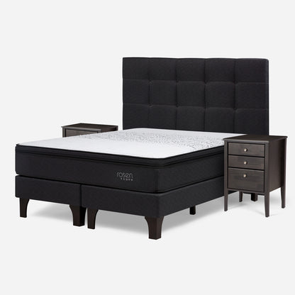 Cama Europea Tempo 2 Plazas + Muebles Issey Base Dividida