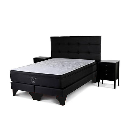 Cama Europea Tempo 2 Plazas + Muebles Issey Base Dividida
