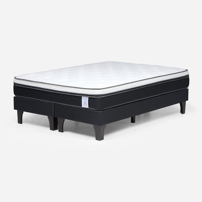 Cama Europea New Style 6 2 Plazas Base Dividida + Respaldo 2 Veladores