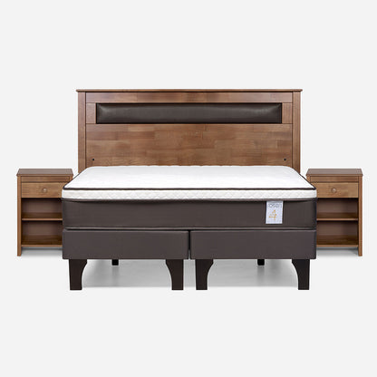 Cama Europea New Style 4 Plus 2 Plazas Base Divida + Muebles Ferrara
