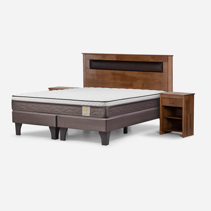 Cama Europea New Style 4 Plus 2 Plazas Base Divida + Muebles Ferrara