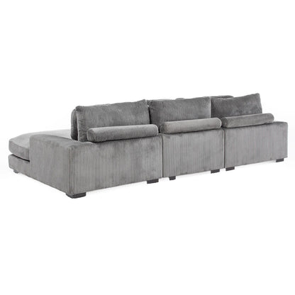 Sofá Seccional Derecho 4 Cuerpos Moderno Kansas Gris