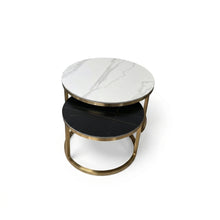 Mesa de Centro Moderna Redonda Mármol Gold Set 2 piezas Padova