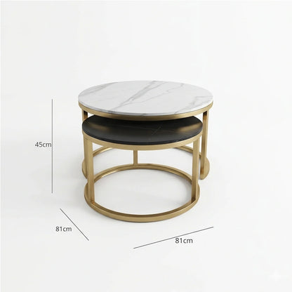 Mesa de Centro Moderna Redonda Mármol Gold Set 2 piezas Padova
