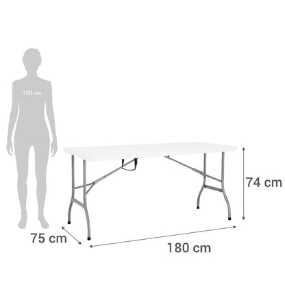 Mesa Plegable Tipo Maleta Rectangular 75x74x180 cm Blanco
