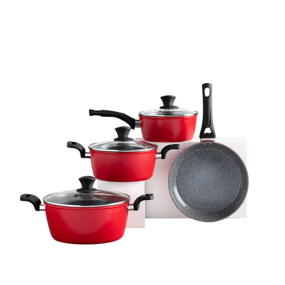 Batería de cocina Aluminio Forjado 7pzas Rojo Mate TH-MB07RN