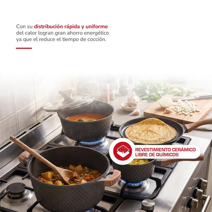 Batería de cocina Aluminio Fundido Gris 7pzas TH-MB07GM