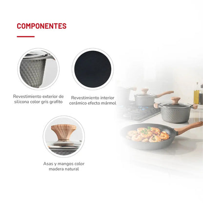 Batería de cocina Aluminio Fundido Gris 7pzas TH-MB07GM