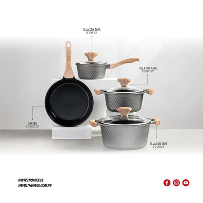 Batería de cocina Aluminio Fundido Gris 7pzas TH-MB07GM