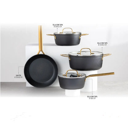 Batería de cocina Aluminio Forjado 7pzas TH-MB07ND