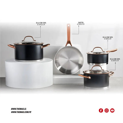 Batería de cocina Acero Inox Mate 7pzas TH-MB07NC