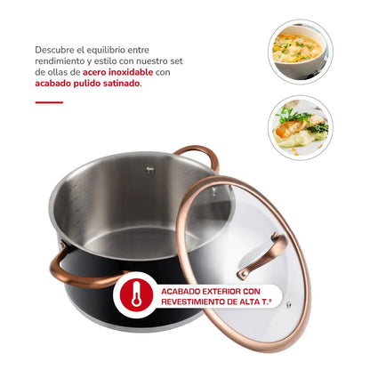 Batería de cocina Acero Inox Mate 7pzas TH-MB07NC