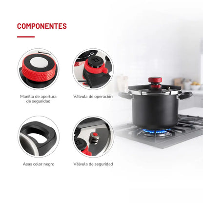 Olla a Presión Acero Inox Negro 8lts TH-MOP08N