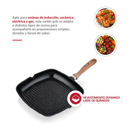 Sartén Grill Aluminio Fundido 28cm TH-MS28NM