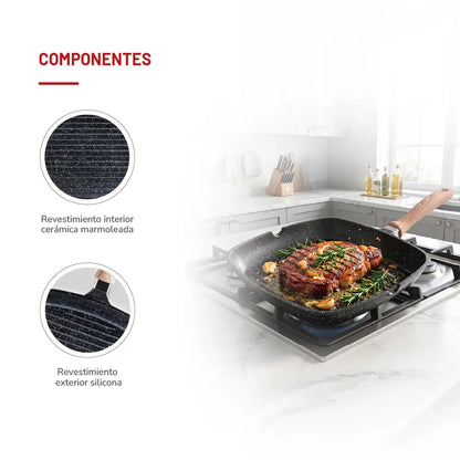 Sartén Grill Aluminio Fundido 28cm TH-MS28NM