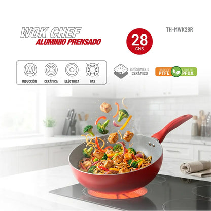 Wok 28cm Aluminio TH-MWK28R