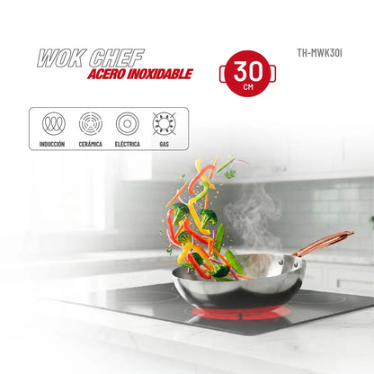 Wok 30cm Acero Inoxidable TH-MWK30I