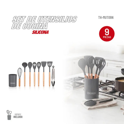 Set Utensilios De Cocina de Silicona 9pzas TH-MUT09N