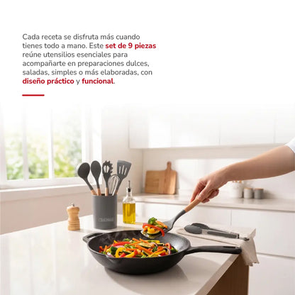 Set Utensilios De Cocina de Silicona 9pzas TH-MUT09N