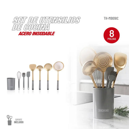 Set de 7 Utensilios Acero Inoxidable TH-MUT08D