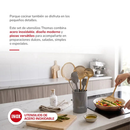 Set de 7 Utensilios Acero Inoxidable TH-MUT08D