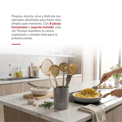 Set de 7 Utensilios Acero Inoxidable TH-MUT08D